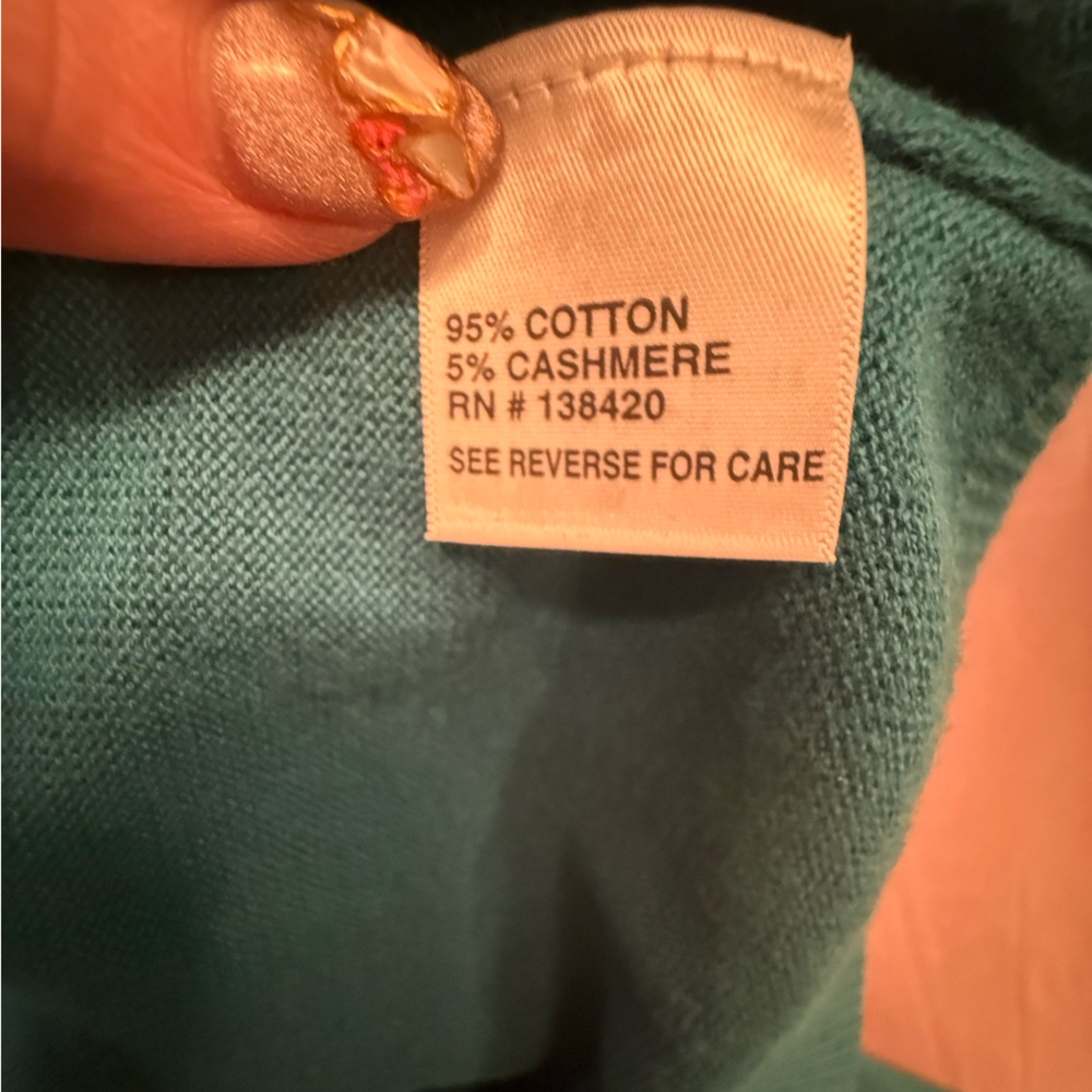 NWT Carlisle Green Cotton/Cashmere pleat shoulder sweater Size Medium - Picture 3 of 11